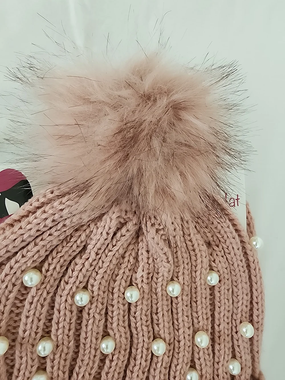 NWT Just Jamie Pearl Ribbed Knit Hat Scarf Set Pink 2pc INCOMPLETE Missing Glove